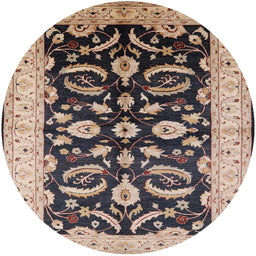 Round Machine Washable Industrial Modern Brown Rug, wshurb2878