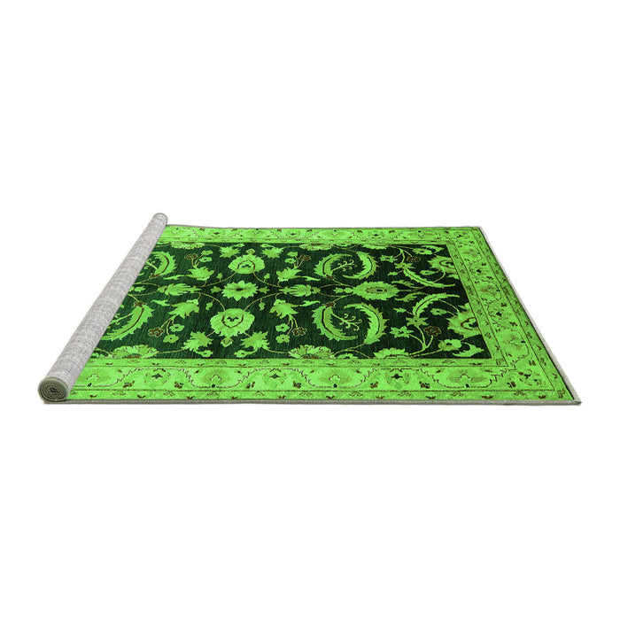 Sideview of Machine Washable Oriental Green Traditional Area Rugs, wshurb2878grn