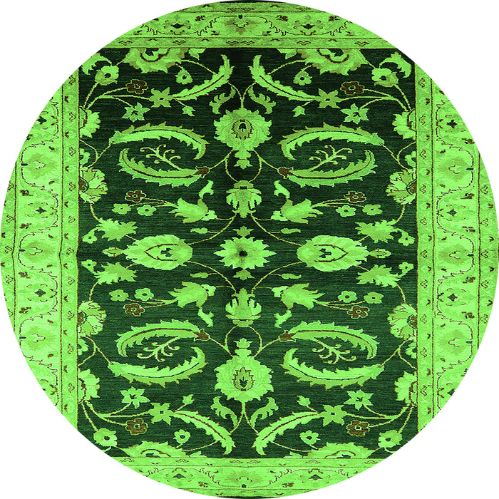 Round Oriental Green Traditional Rug, urb2878grn