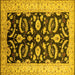 Square Machine Washable Oriental Yellow Traditional Rug, wshurb2878yw