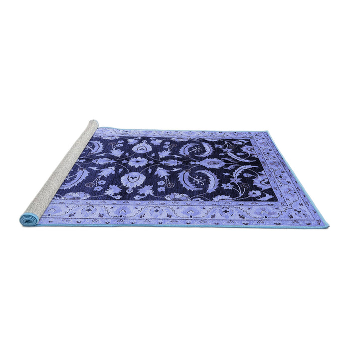 Sideview of Machine Washable Oriental Blue Traditional Rug, wshurb2878blu