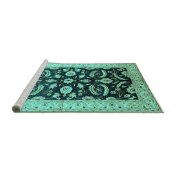Sideview of Machine Washable Oriental Turquoise Traditional Area Rugs, wshurb2878turq