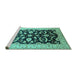 Sideview of Machine Washable Oriental Turquoise Traditional Area Rugs, wshurb2878turq