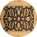 Round Oriental Brown Traditional Rug, urb2878brn