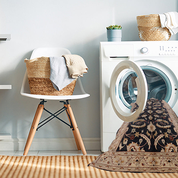 Machine Washable Industrial Modern Brown Rug in a Washing Machine, wshurb2878