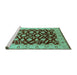 Sideview of Machine Washable Oriental Turquoise Traditional Area Rugs, wshurb2879turq