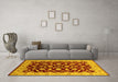 Machine Washable Oriental Yellow Traditional Rug in a Living Room, wshurb2879yw