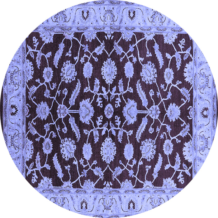 Round Oriental Blue Traditional Rug, urb2879blu