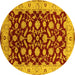 Round Machine Washable Oriental Yellow Traditional Rug, wshurb2879yw