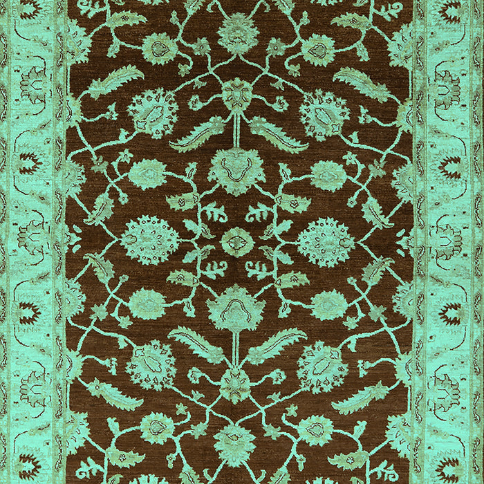 Machine Washable Oriental Turquoise Traditional Area Rugs, wshurb2879turq