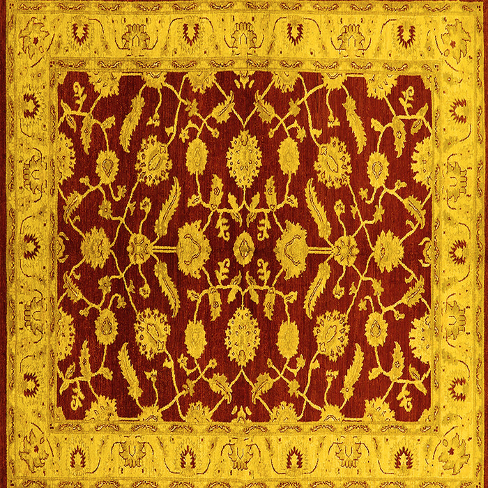 Square Machine Washable Oriental Yellow Traditional Rug, wshurb2879yw