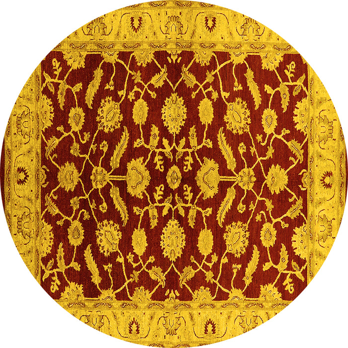 Round Oriental Yellow Traditional Rug, urb2879yw