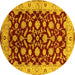 Round Oriental Yellow Traditional Rug, urb2879yw