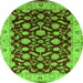 Round Oriental Green Traditional Rug, urb2879grn