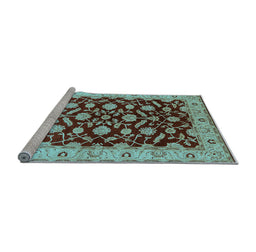 Sideview of Machine Washable Oriental Light Blue Traditional Rug, wshurb2879lblu