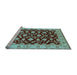 Sideview of Machine Washable Oriental Light Blue Traditional Rug, wshurb2879lblu