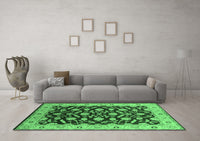 Machine Washable Oriental Emerald Green Traditional Rug, wshurb2879emgrn