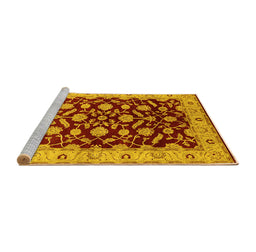 Sideview of Machine Washable Oriental Yellow Traditional Rug, wshurb2879yw