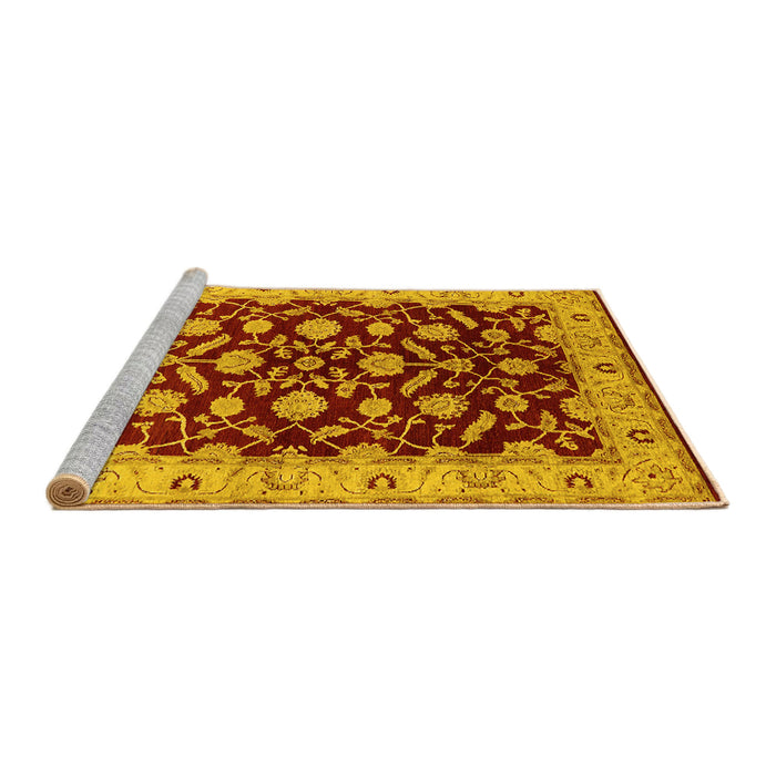 Sideview of Machine Washable Oriental Yellow Traditional Rug, wshurb2879yw