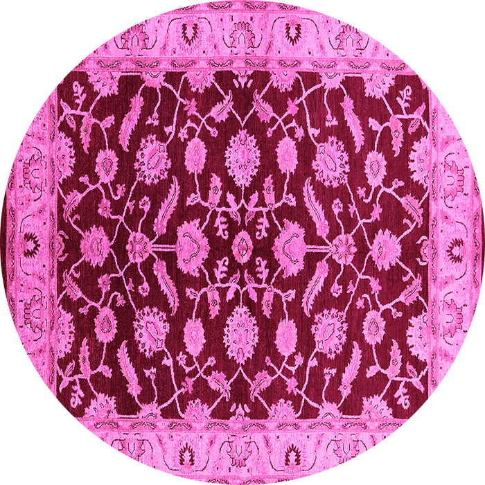 Round Oriental Pink Traditional Rug, urb2879pnk