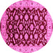 Round Oriental Pink Traditional Rug, urb2879pnk