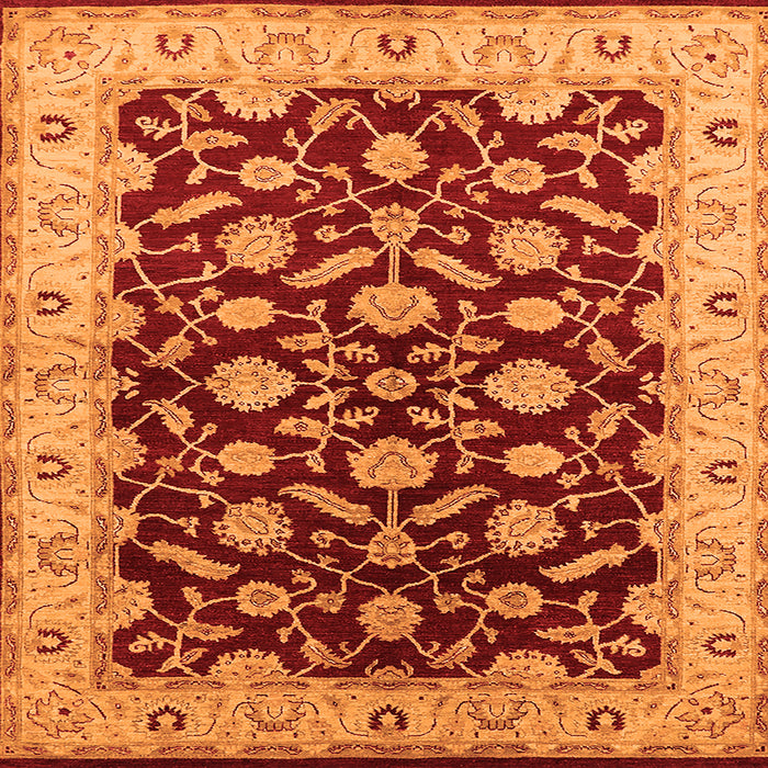 Square Oriental Orange Traditional Rug, urb2879org