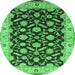 Round Oriental Emerald Green Traditional Rug, urb2879emgrn