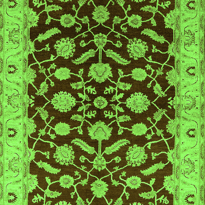 Machine Washable Oriental Green Traditional Area Rugs, wshurb2879grn