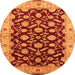 Round Oriental Orange Traditional Rug, urb2879org