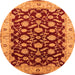 Round Machine Washable Oriental Orange Traditional Area Rugs, wshurb2879org