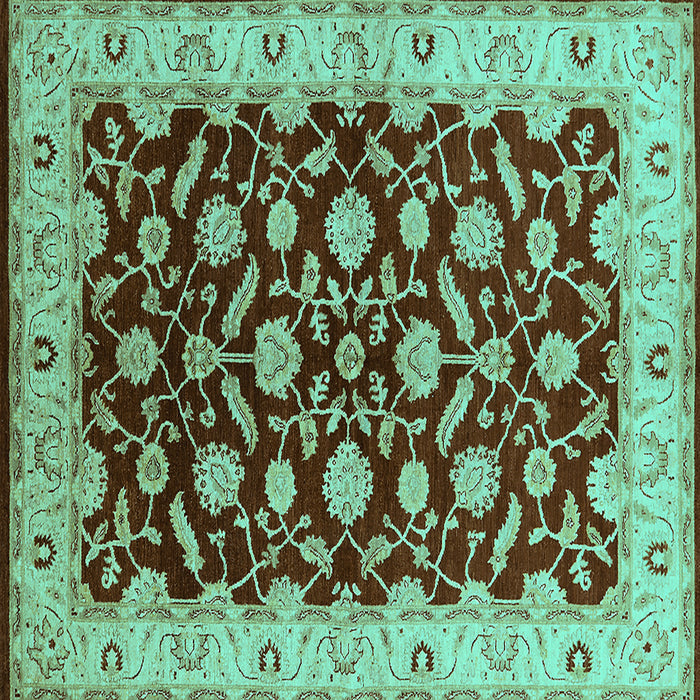 Square Oriental Turquoise Traditional Rug, urb2879turq