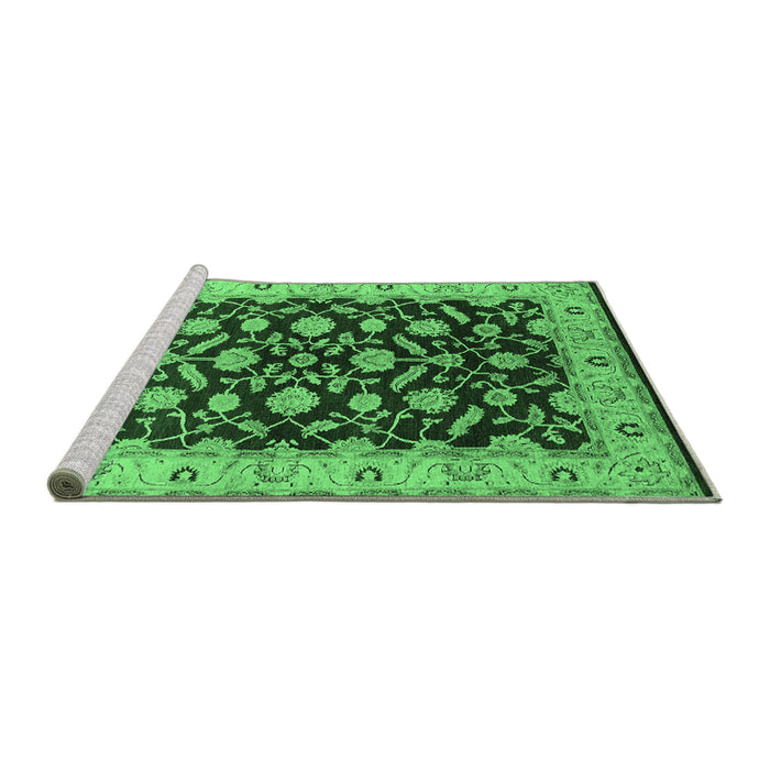 Sideview of Machine Washable Oriental Emerald Green Traditional Area Rugs, wshurb2879emgrn