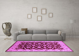 Machine Washable Oriental Purple Traditional Area Rugs in a Living Room, wshurb2879pur