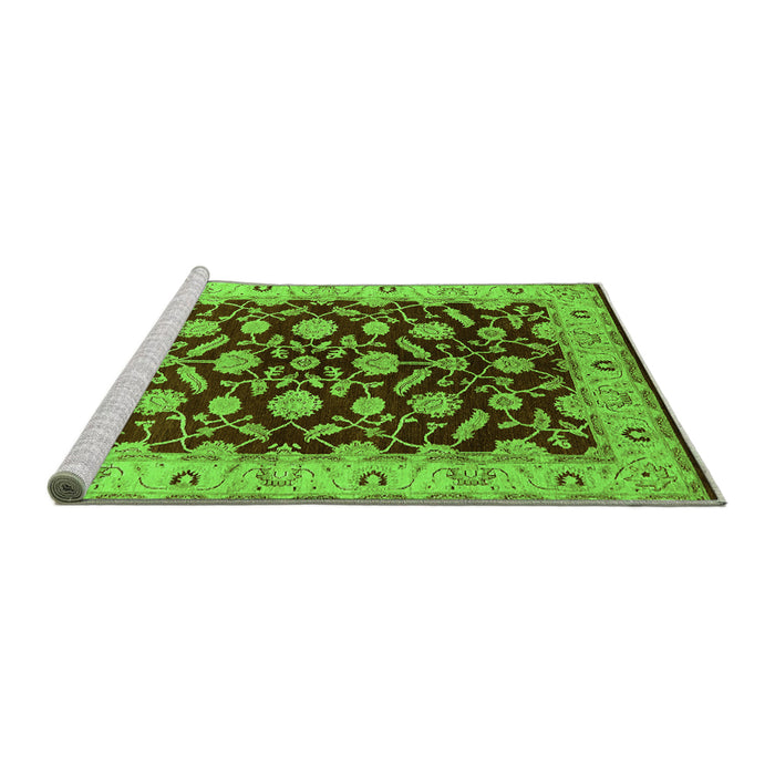 Sideview of Machine Washable Oriental Green Traditional Area Rugs, wshurb2879grn