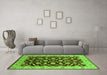 Machine Washable Oriental Green Traditional Area Rugs in a Living Room,, wshurb2879grn