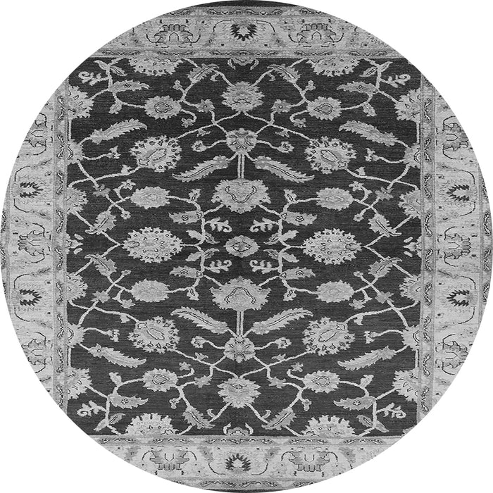 Round Machine Washable Oriental Gray Traditional Rug, wshurb2879gry