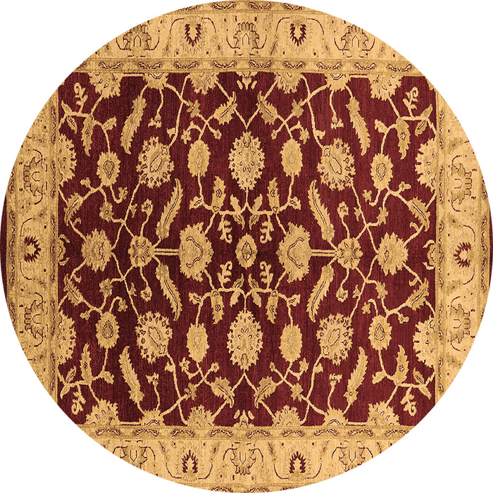 Round Oriental Brown Traditional Rug, urb2879brn