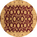 Round Oriental Brown Traditional Rug, urb2879brn