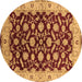 Round Machine Washable Oriental Brown Traditional Rug, wshurb2879brn