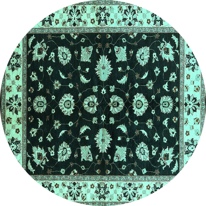 Round Oriental Turquoise Traditional Rug, urb2880turq