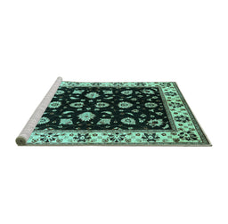 Sideview of Machine Washable Oriental Turquoise Traditional Area Rugs, wshurb2880turq
