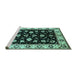 Sideview of Machine Washable Oriental Turquoise Traditional Area Rugs, wshurb2880turq