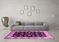 Machine Washable Oriental Pink Traditional Rug, wshurb2880pnk