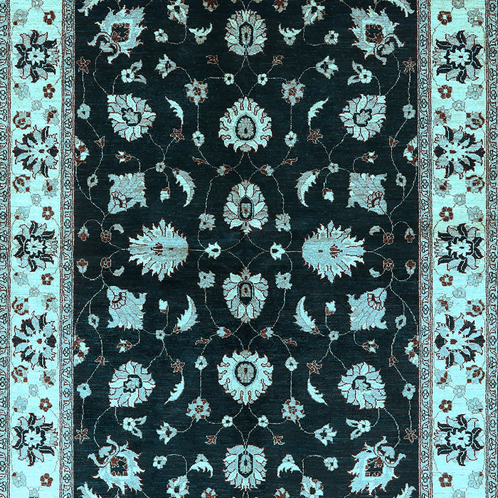 Machine Washable Oriental Light Blue Traditional Rug, wshurb2880lblu