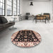 Round Mid-Century Modern Red Oriental Rug in a Office, urb2880