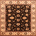 Square Machine Washable Oriental Orange Traditional Area Rugs, wshurb2880org