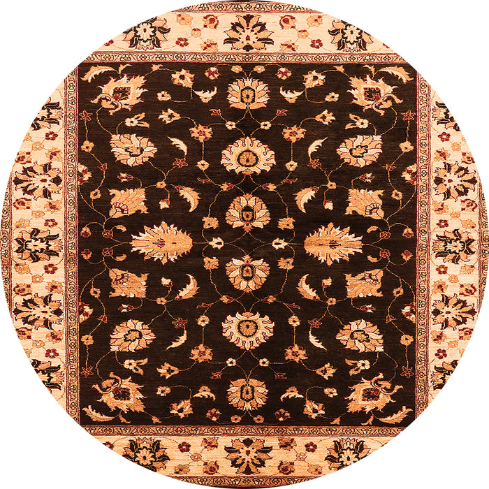 Round Oriental Orange Traditional Rug, urb2880org