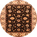 Round Oriental Orange Traditional Rug, urb2880org