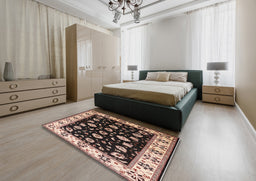 Mid-Century Modern Red Oriental Rug in a Bedroom, urb2880