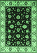 Machine Washable Oriental Emerald Green Traditional Area Rugs, wshurb2880emgrn